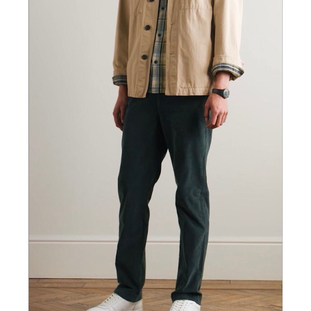MR P. Phillip Straight-Leg Cotton-Corduroy Trouser in forest green 32x32